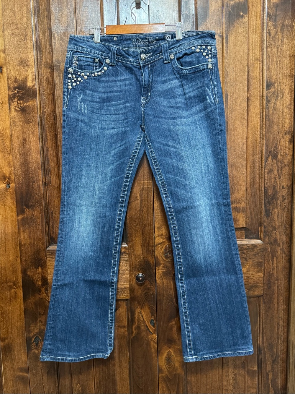 Miss Me Blue Studded Flare Jeans